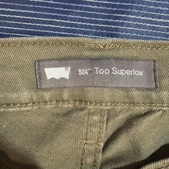 Levi's 524 Skinny Jeans Womens 29 Studded Green Superlow Y2K Grunge Boho Vintage - Picture 10 of 16